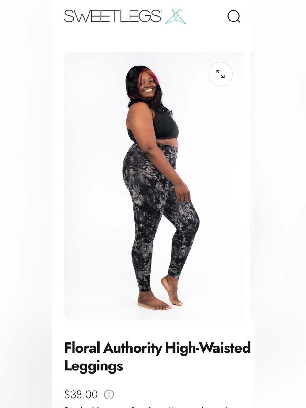 SWEETLEGS Floral Authority High-Waisted Leggings in size PLUS